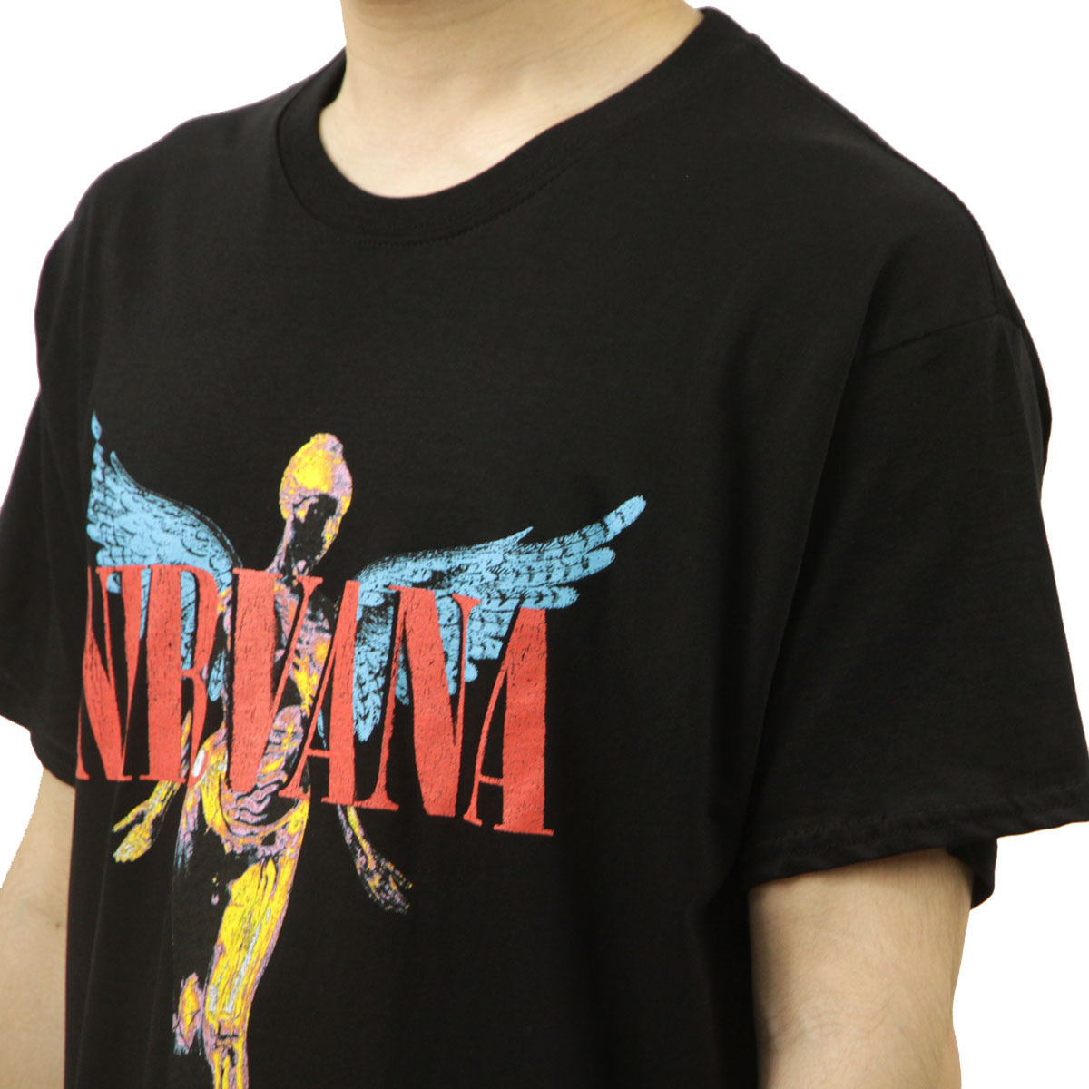 �ߥ塼���å��ƥ� ��� �Х��T����� ������ MUSIC TEE Ⱦµ ���å�T����� �˥�������� NIRVANA ANGELIC MUSIC ROCK TEE BLACK AB5B B1C C1D D1E E13F