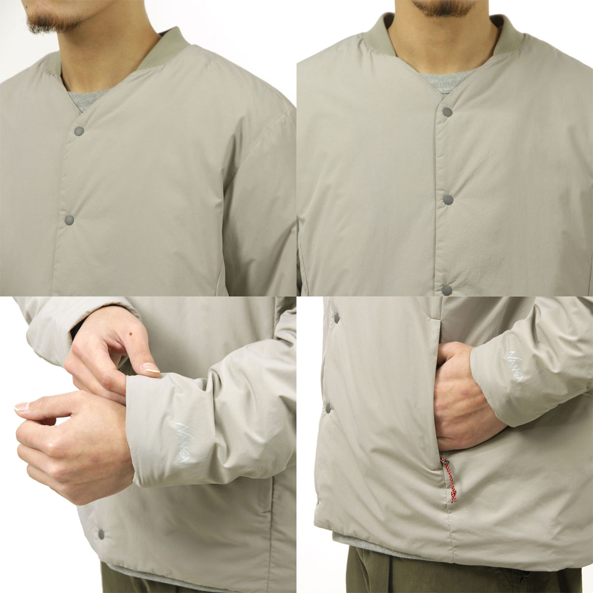 �ʥ� ��� �����󥫡��ǥ����� ��������Ź NANGA �ܥ�������� �Ρ����顼 �������� NO COLLAR SOFT DOWN CARDIGAN N2500-0E004A BEG BEIGE A16B B1C C1D D4E E18F