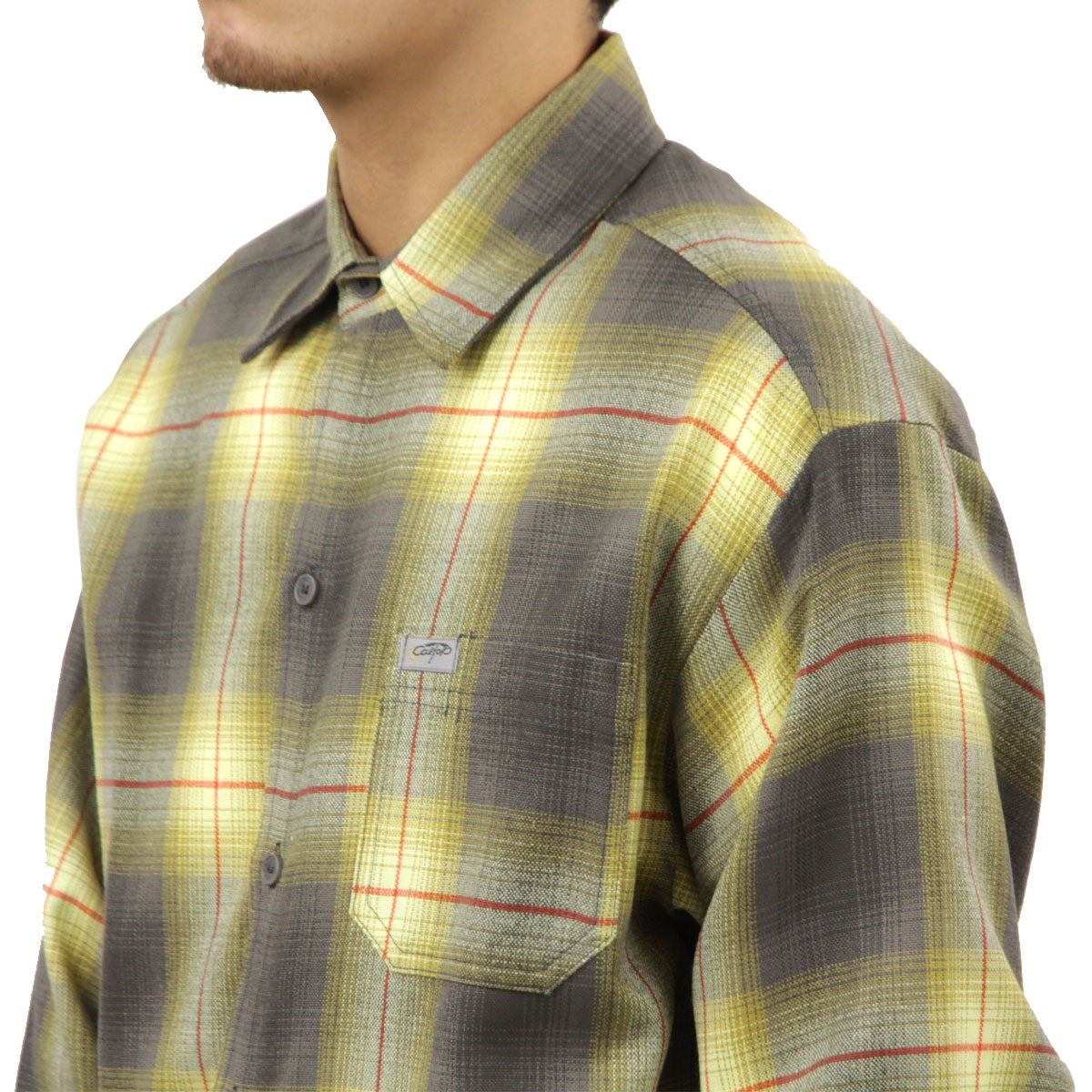 �����ȥå� ��� Ĺµ����� ������ CALTOP ACRYLIC OMBRE CHECK LONG SLEEVE SHIRTS Ĺµ �����ȥå� ����ȥå� �����å������ �ե�ͥ륷��� �ͥ륷��� ����֥� ������ɥ������� 2000LS YELLOW / ORANGE