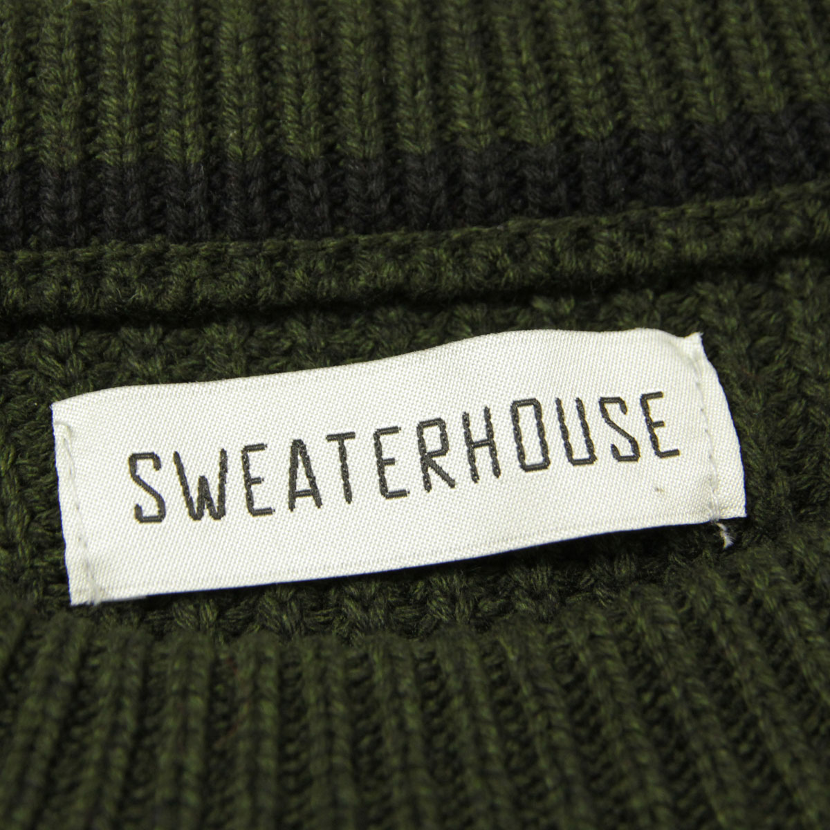 ���������ϥ��� SWEATER HOUSE ��������Ź ��� ���롼�ͥå��������� CREW NECK STRIPE KNIT SWEATER 1KN1477 6007 042 DARK GREEN A12B B1C C1D D7E E08F