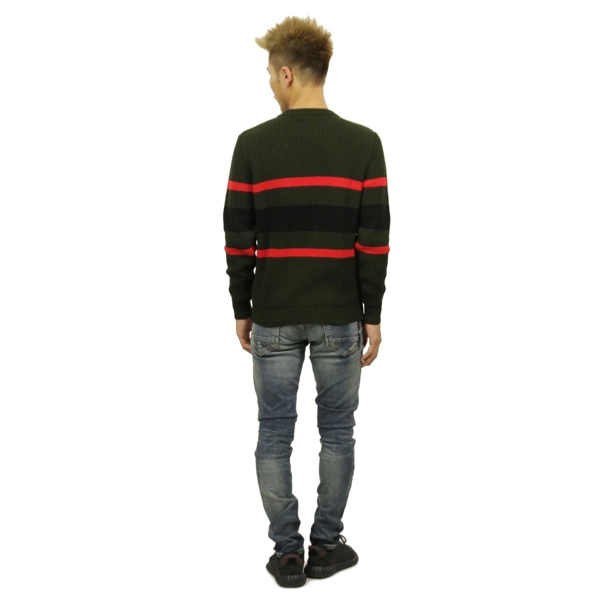 ���������ϥ��� SWEATER HOUSE ��������Ź ��� ���롼�ͥå��������� CREW NECK STRIPE KNIT SWEATER 1KN1477 6007 042 DARK GREEN A12B B1C C1D D7E E08F