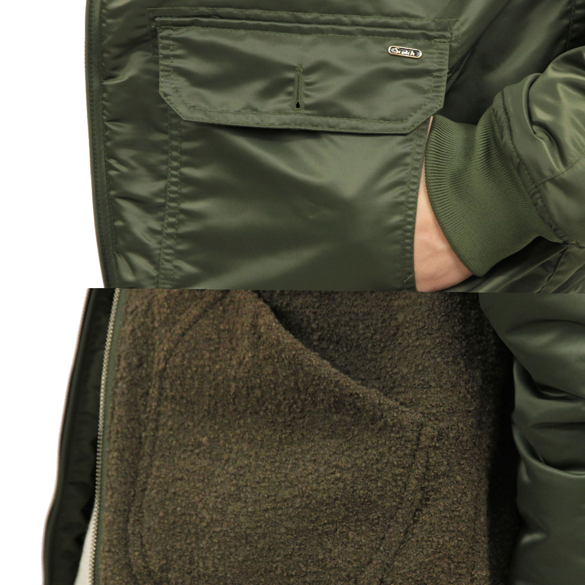 �����å�����ɥ����� ���㥱�å� �����������Ź SCOTCH��SODA �ʥ����󥸥㥱�å�  Reversible bomber jacket in mix & match teddy and nylon quality 101377 6020P05Nov16 A06B B1C C1D D2E E01F