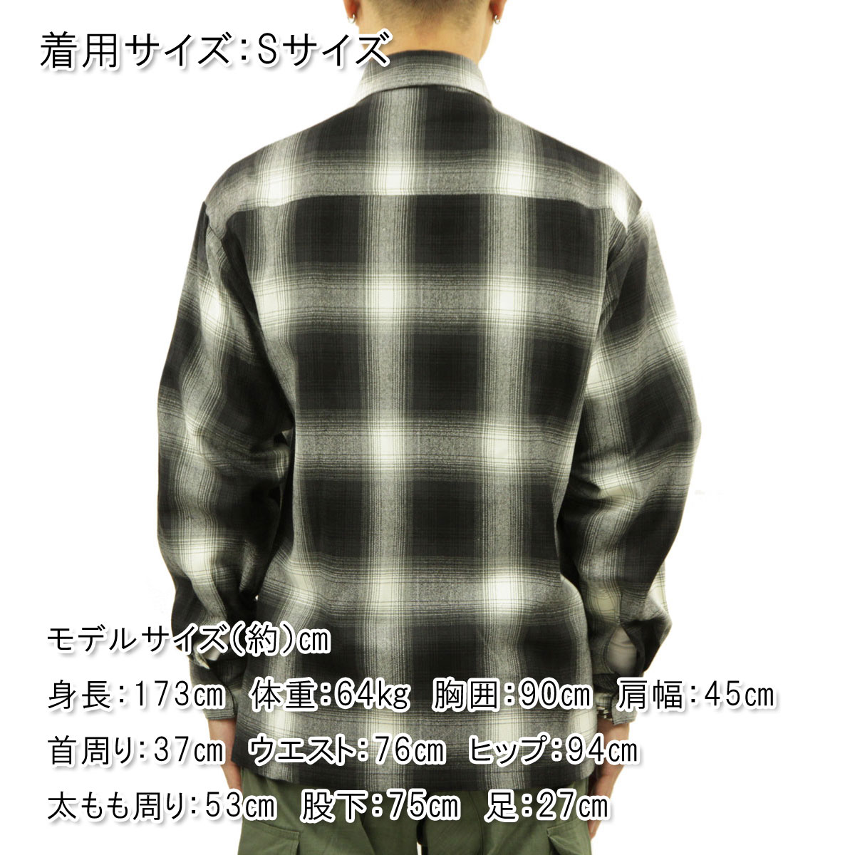 �����ȥå� Ĺµ����� ��� ������ CALTOP ACRYLIC OMBRE CHECK LONG SLEEVE SHIRTS Ĺµ ����ȥå� �����å������ �ե�ͥ륷��� �ͥ륷��� ����֥� ������ɥ������� 2000LS BLACK / IVORY AC3B B1C C1D D6E E13F