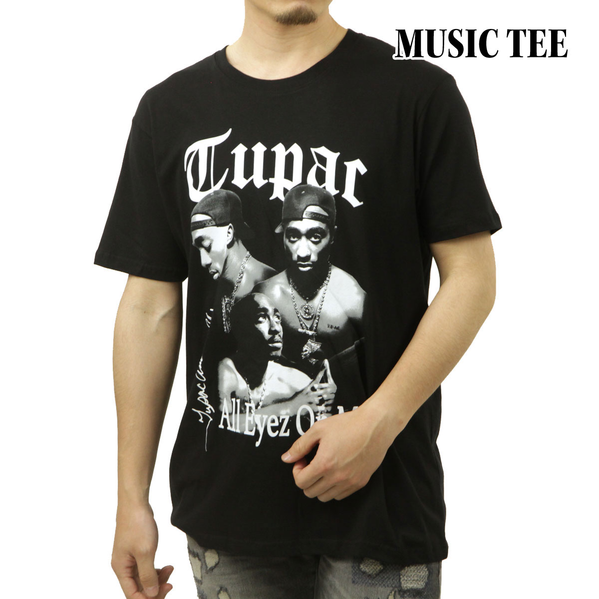 �ߥ塼���å��ƥ� ��� �Х��T����� ������ MUSIC TEE Ⱦµ ���å�T����� 2�ѥå� 2PAC TUPAC ALL EYEZ BW MUSIC ROCK TEE BLACK
