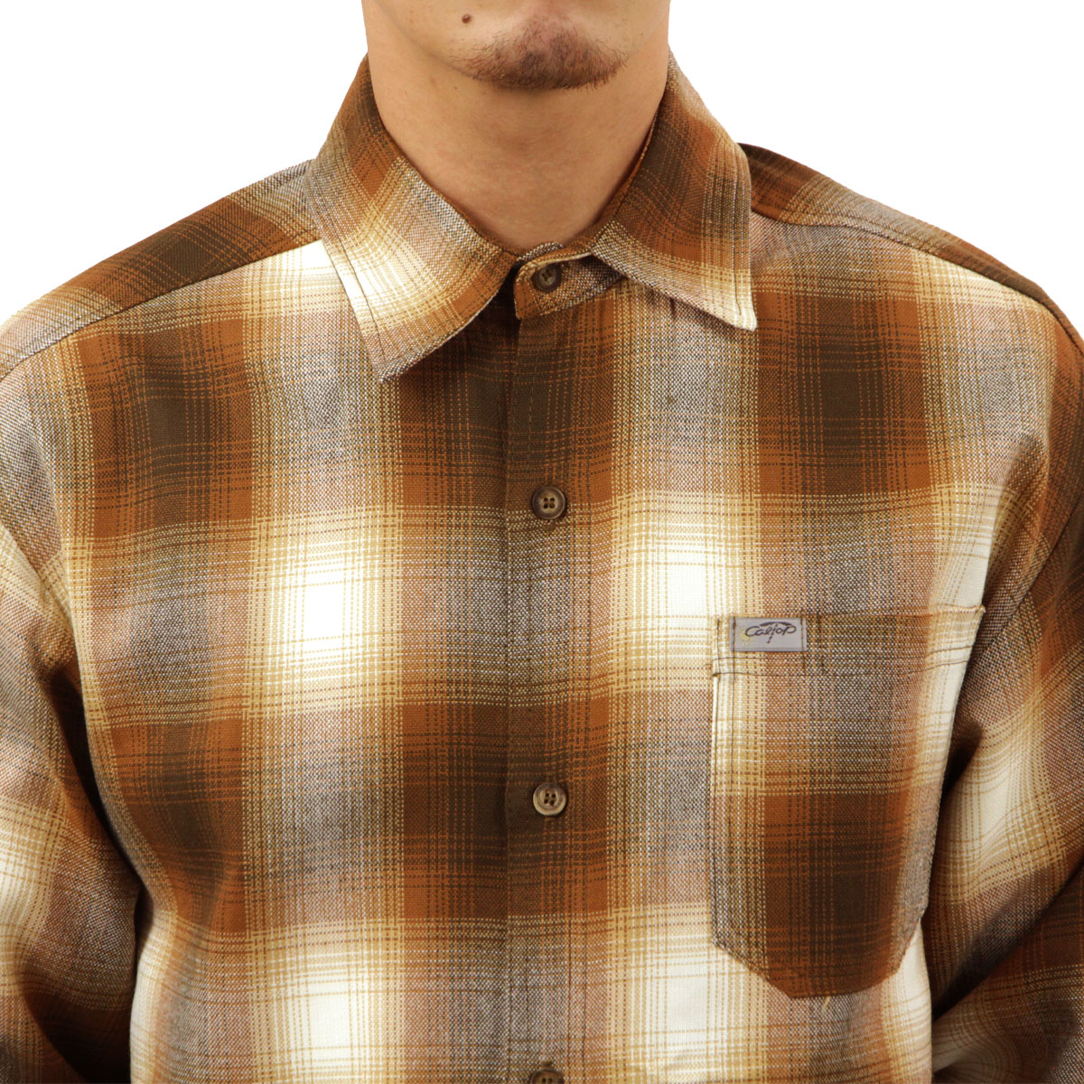 �����ȥå� ��� Ĺµ����� ������ CALTOP ACRYLIC OMBRE CHECK LONG SLEEVE SHIRTS Ĺµ �����ȥå� ����ȥå� �����å������ �ե�ͥ륷��� �ͥ륷��� ����֥� ������ɥ������� 2000LS CARAMEL