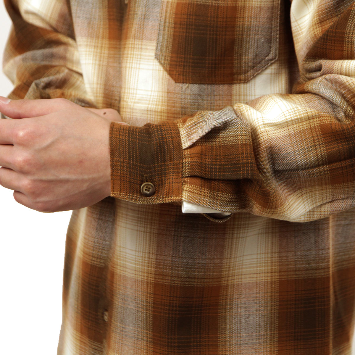 �����ȥå� ��� Ĺµ����� ������ CALTOP ACRYLIC OMBRE CHECK LONG SLEEVE SHIRTS Ĺµ �����ȥå� ����ȥå� �����å������ �ե�ͥ륷��� �ͥ륷��� ����֥� ������ɥ������� 2000LS CARAMEL