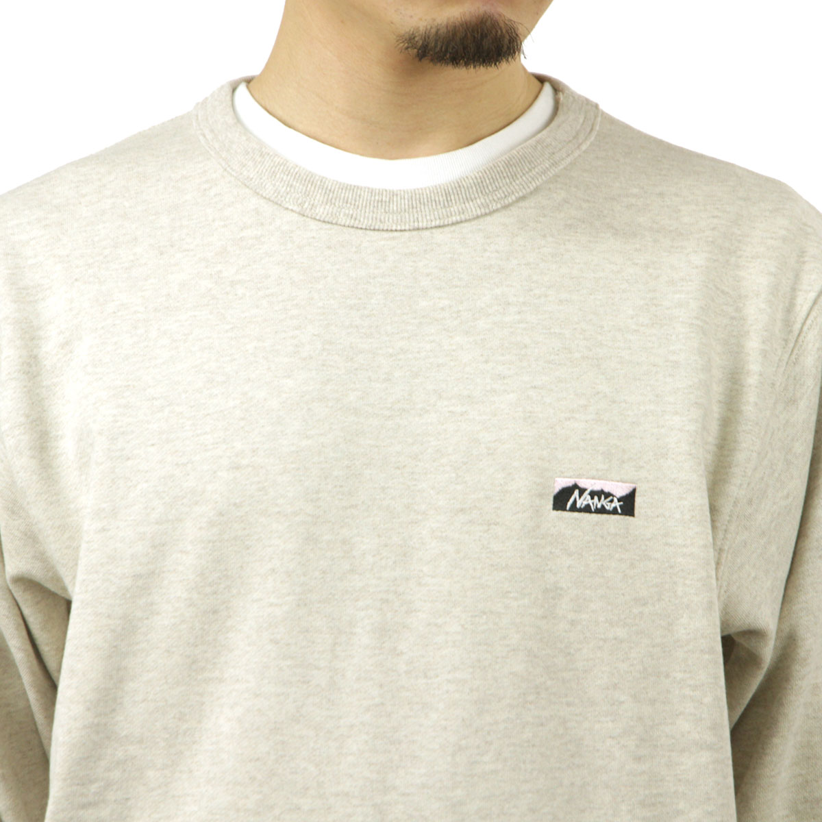 �ʥ� ��� �������å� ��������Ź NANGA ���롼�ͥå� Ĺµ �ȥ졼�ʡ� ECO HYBRID MINI BOX LOGO EMBROIDERY SWEATSHIRT NW2441-1F013 OML OATMEAL