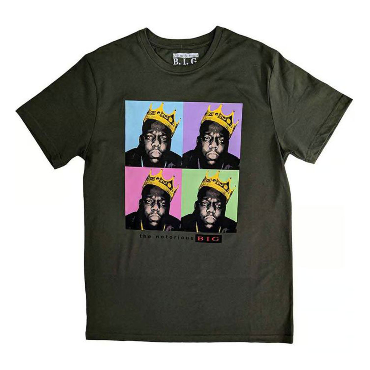 �ߥ塼���å��ƥ� ��� �Х��T����� ������ MUSIC TEE Ⱦµ ���å�T����� �ӥ��������⡼�륺 BIGGIE SMALLS CROWN POP ART MUSIC ROCK TEE GREEN