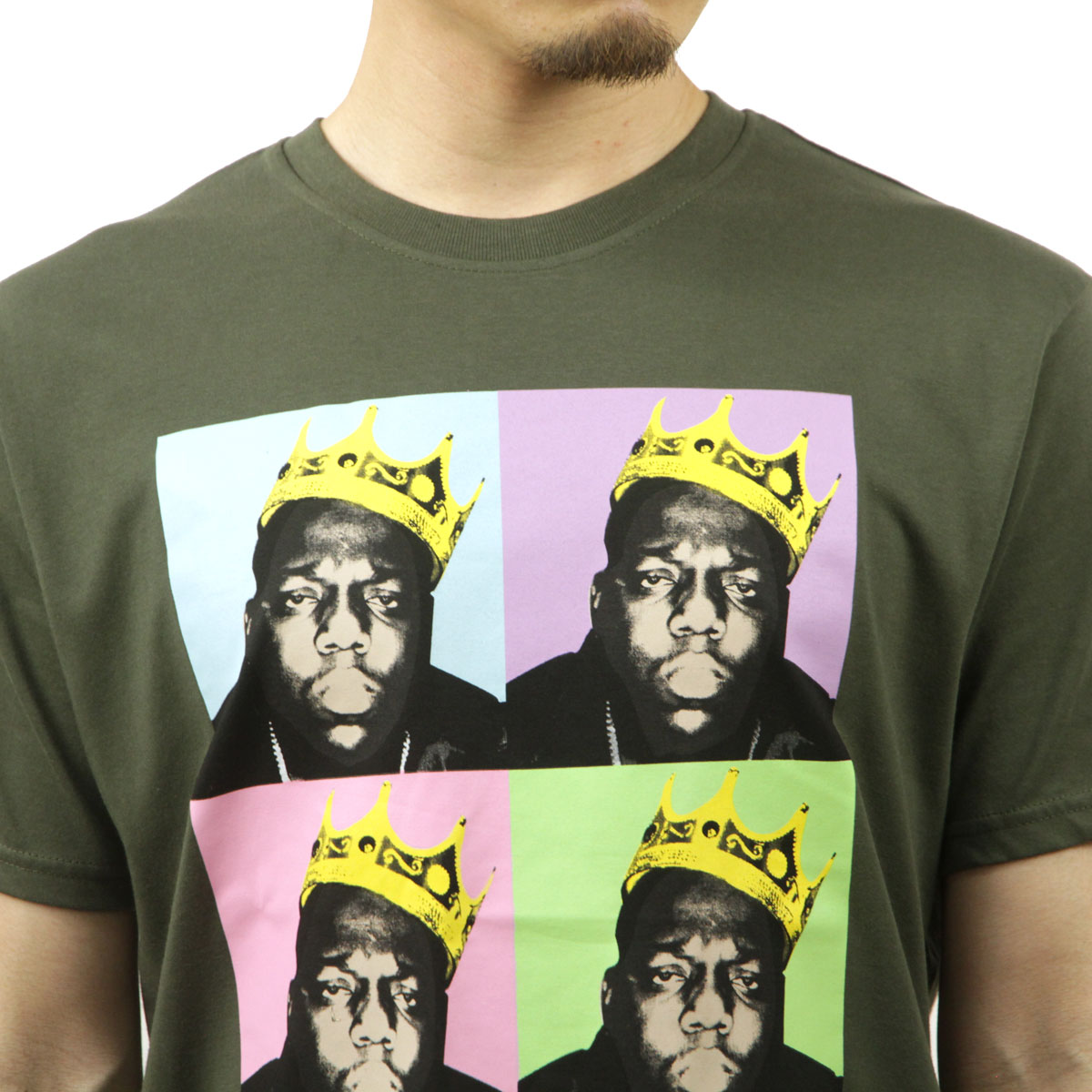 �ߥ塼���å��ƥ� ��� �Х��T����� ������ MUSIC TEE Ⱦµ ���å�T����� �ӥ��������⡼�륺 BIGGIE SMALLS CROWN POP ART MUSIC ROCK TEE GREEN