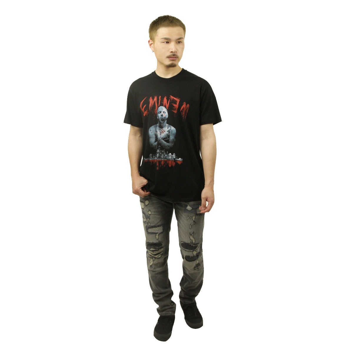 �ߥ塼���å��ƥ� ��� �Х��T����� ������ MUSIC TEE Ⱦµ ���å�T����� ���ߥͥ� EMINEM BLOODY MUSIC ROCK TEE BLACK AB5B B1C C1D D1E E13F