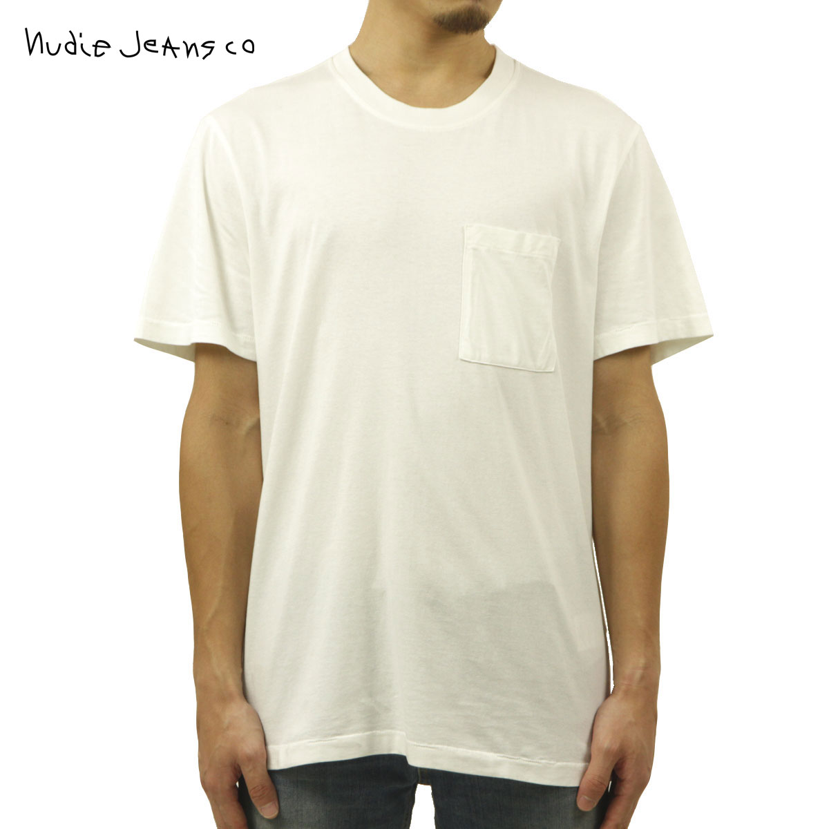 ̡ǥ ݥT  Ź Nudie Jeans ȾµT ̵ ݥåT ROY CREW NECK ONE POCKET TEE OFF-WHITE W01 131687  A62B B1C C1D D1E E01F
