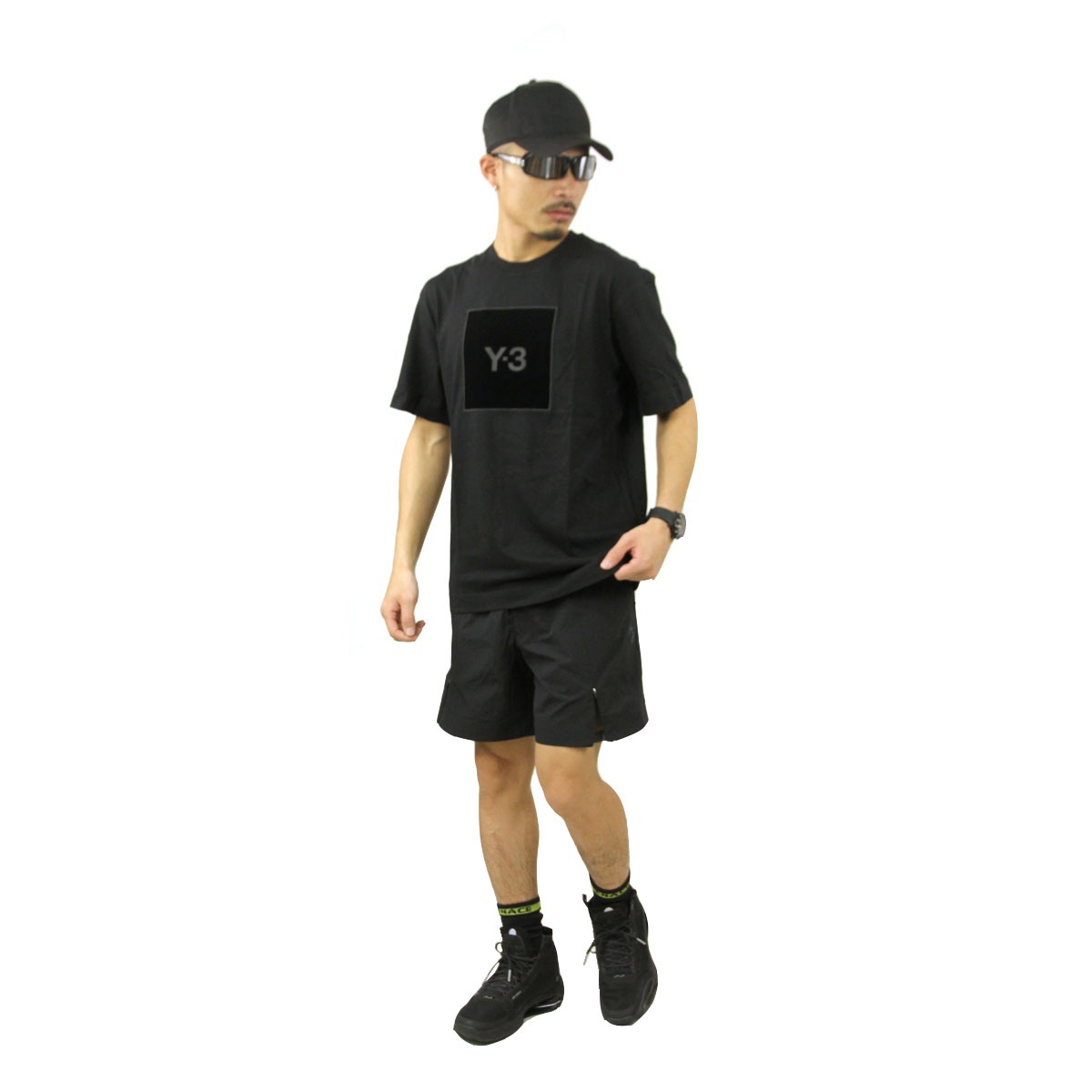 磻꡼ T   Y-3 ȾµT 롼ͥå T U SQUARE LOGO SS TEE HB3332 BLACK A51B B1C C1D D1E E13F