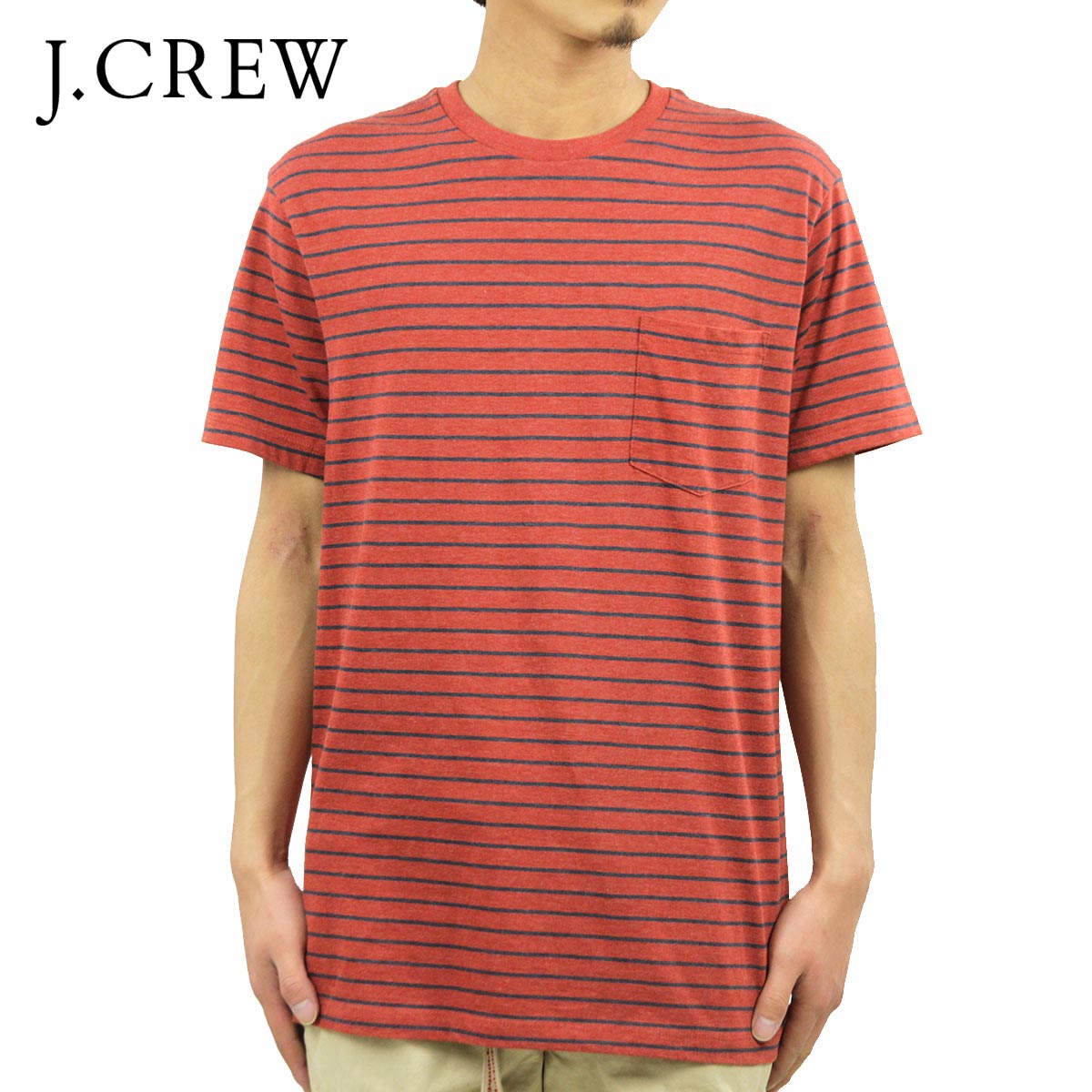 ���������롼 T����� ������ J.CREW ȾµT�����  HEATHERED POCKET TEE IN STRIPE ORANGE A38B B1C C1D D1E E10F