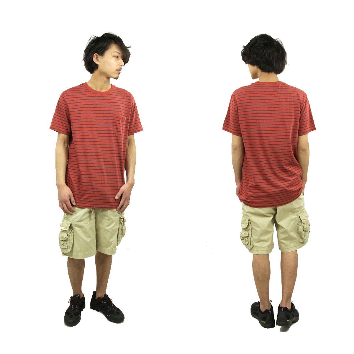 ���������롼 T����� ������ J.CREW ȾµT�����  HEATHERED POCKET TEE IN STRIPE ORANGE A38B B1C C1D D1E E10F