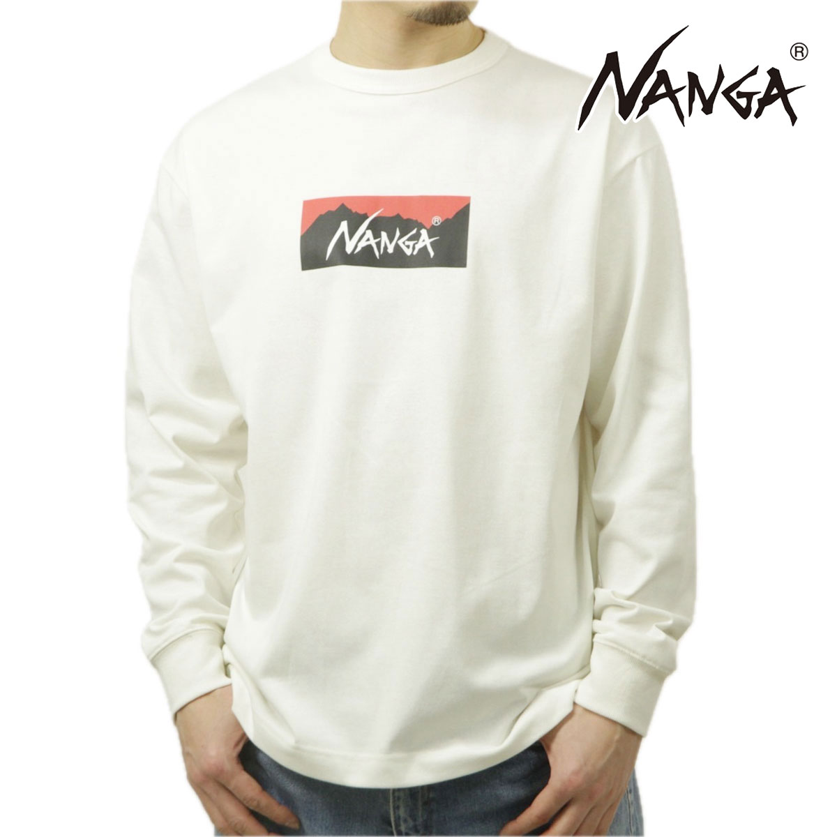 �ʥ� ��� ĹµT����� ��������Ź NANGA ���롼�ͥå� ���� ����T ECO HYBRID BOX LOGO LONG SLEEVE TEE NW2431-1E150 WHT WHITE A16B B1C C1D D2E E01F