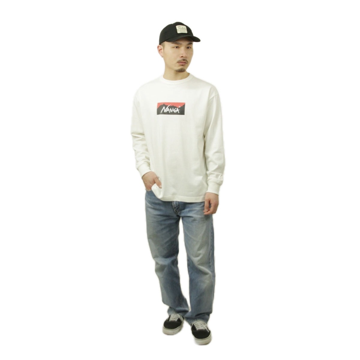 �ʥ� ��� ĹµT����� ��������Ź NANGA ���롼�ͥå� ���� ����T ECO HYBRID BOX LOGO LONG SLEEVE TEE NW2431-1E150 WHT WHITE A16B B1C C1D D2E E01F