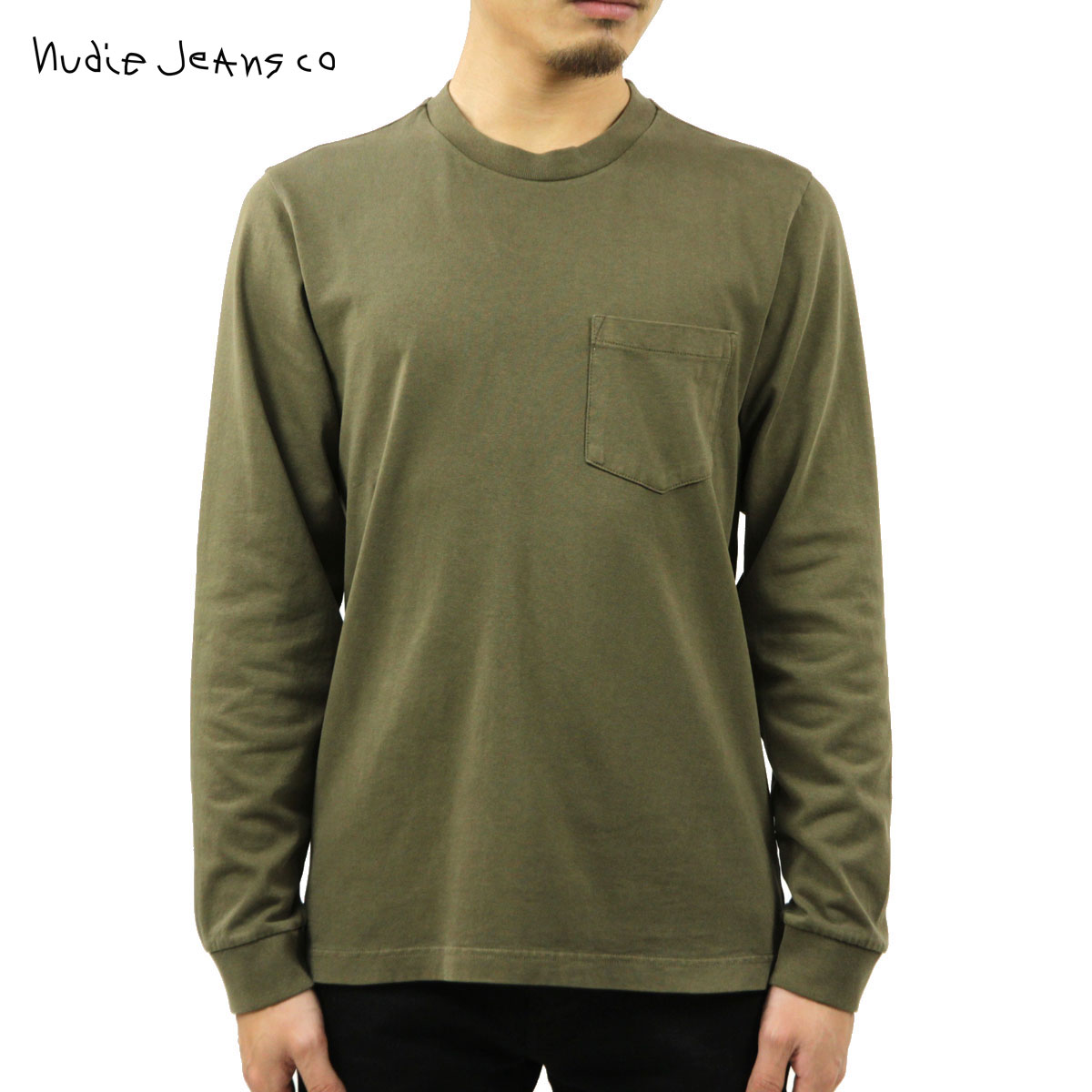 ̡ǥ T  Ź Nudie Jeans ĹµT ݥT ̵ RUDI HEAVY POCKET LONG SLEEVE TEE ARMY G06 131713 A62B B1C C1D D2E E08F