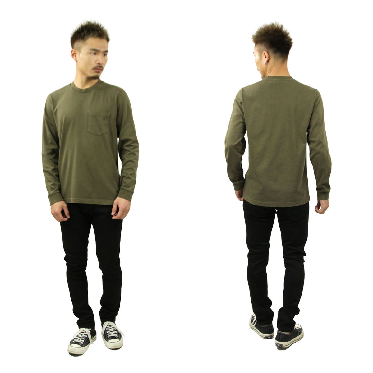 ̡ǥ T  Ź Nudie Jeans ĹµT ݥT ̵ RUDI HEAVY POCKET LONG SLEEVE TEE ARMY G06 131713 A62B B1C C1D D2E E08F