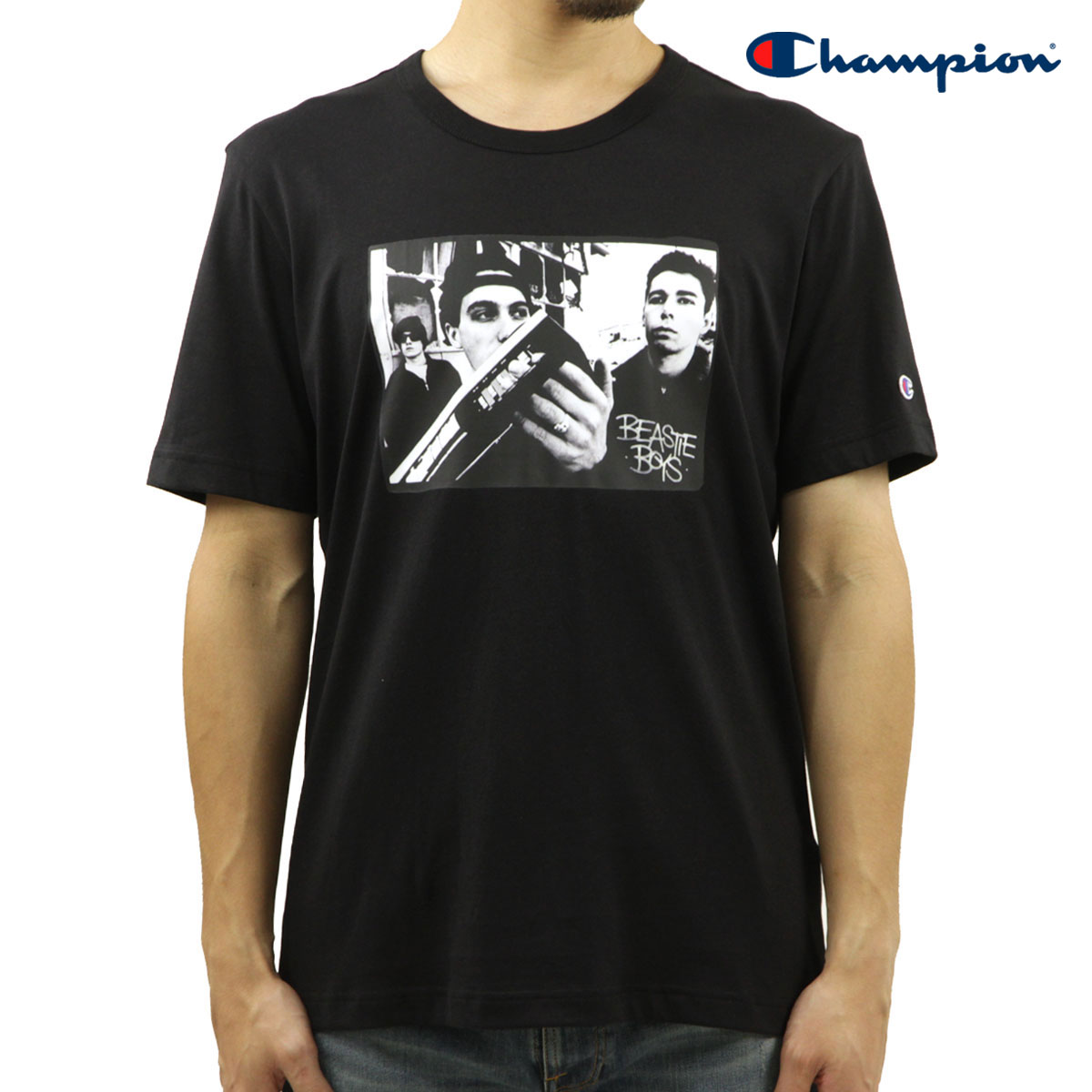 �����ԥ��� ��� ȾµT����� ������ CHAMPION �ӡ����ƥ����ܡ����� �Х��T����� CHAMPION X BEASTIE BOYS ATHLETIC JERSEY COMBED "BEASTIE BOYS" CREWNECK T-SHIRT 219282 KK001 NBK BLACK