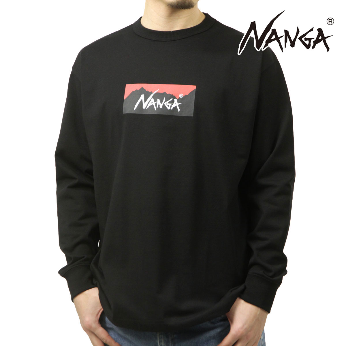 �ʥ� ��� ĹµT����� ��������Ź NANGA ���롼�ͥå� ���� ����T ECO HYBRID BOX LOGO LONG SLEEVE TEE NW2431-1E150 BLK BLACK A16B B1C C1D D2E E13F