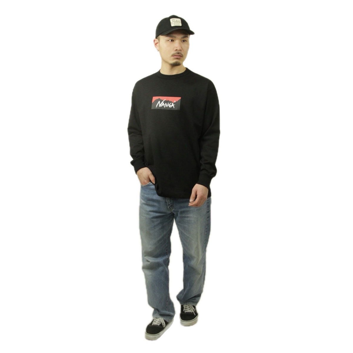 �ʥ� ��� ĹµT����� ��������Ź NANGA ���롼�ͥå� ���� ����T ECO HYBRID BOX LOGO LONG SLEEVE TEE NW2431-1E150 BLK BLACK A16B B1C C1D D2E E13F