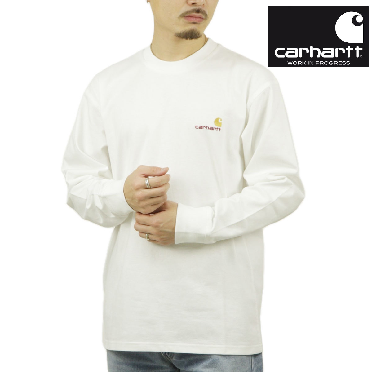 �����ϡ��� ��� ĹµT����� ������ CARHARTT WIP ���롼�ͥå� ���� ����T LONG SLEEVE AMERICAN SCRIPT T-SHIRT WHITE I029955 02XX AB0B B1C C1D D2E E01F