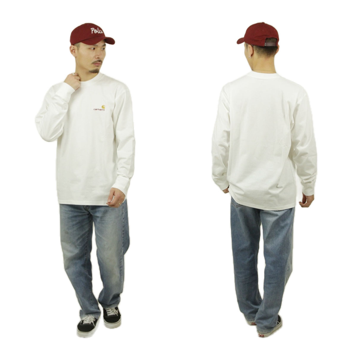 �����ϡ��� ��� ĹµT����� ������ CARHARTT WIP ���롼�ͥå� ���� ����T LONG SLEEVE AMERICAN SCRIPT T-SHIRT WHITE I029955 02XX AB0B B1C C1D D2E E01F