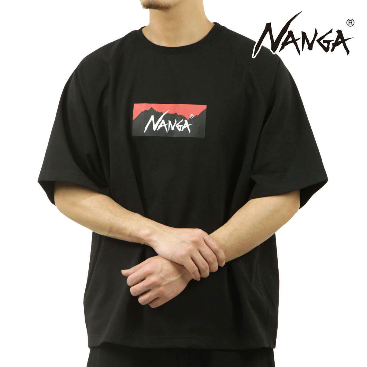 �ʥ� ��� ȾµT����� ��������Ź NANGA ���롼�ͥå� ���� ECO HYBRID BOX LOGO LOOSE FIT TEE N2500-1M025Z BLK BLACK