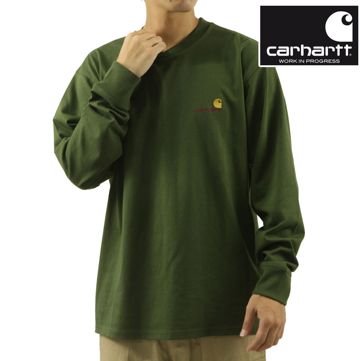 ϡ  ĹµT  CARHARTT WIP 롼ͥå  T LONG SLEEVE AMERICAN SCRIPT T-SHIRT TARRAGON I029955 2BRXX AB0B B1C C1D D2E E08F