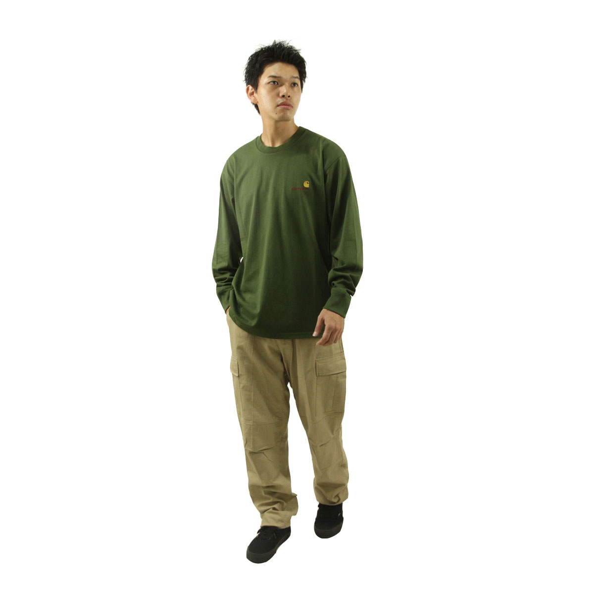 ϡ  ĹµT  CARHARTT WIP 롼ͥå  T LONG SLEEVE AMERICAN SCRIPT T-SHIRT TARRAGON I029955 2BRXX AB0B B1C C1D D2E E08F