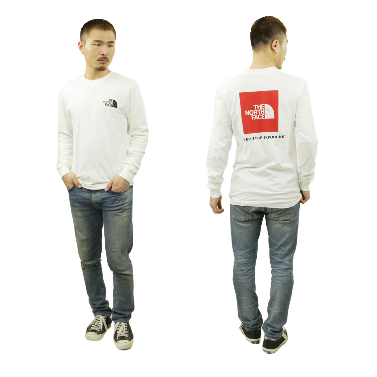 �Ρ����ե����� ����� ��� ������ THE NORTH FACE ĹµT����� �Хå��ץ��� ����T �������� LONG SLEEVE BOX NSE TEE NF0A4762 LB1 TNF WHITE/TNF RED A14B B1C C1D D2E E01F