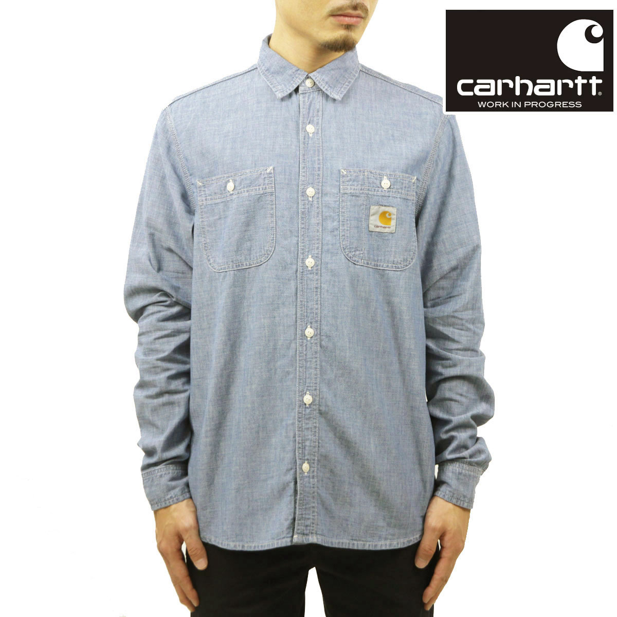 �����ϡ��� �ǥ˥ॷ��� ��� ������ CARHARTT WIP Ĺµ����� �ȥåץ� LONG SLEEVE CLINK SHIRT BLUE BLEACHED I029185 0135 AB0B B1C C1D D6E E06F