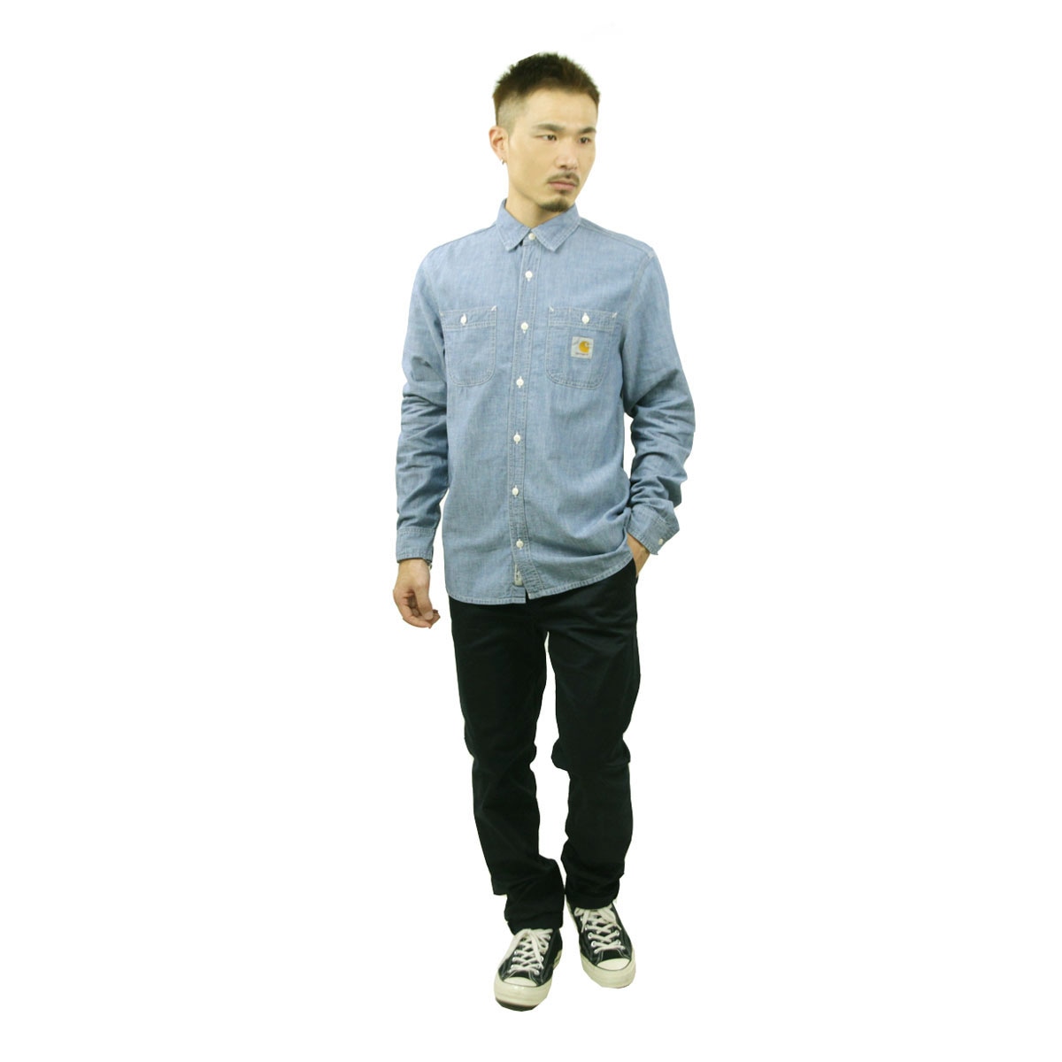 �����ϡ��� �ǥ˥ॷ��� ��� ������ CARHARTT WIP Ĺµ����� �ȥåץ� LONG SLEEVE CLINK SHIRT BLUE BLEACHED I029185 0135 AB0B B1C C1D D6E E06F