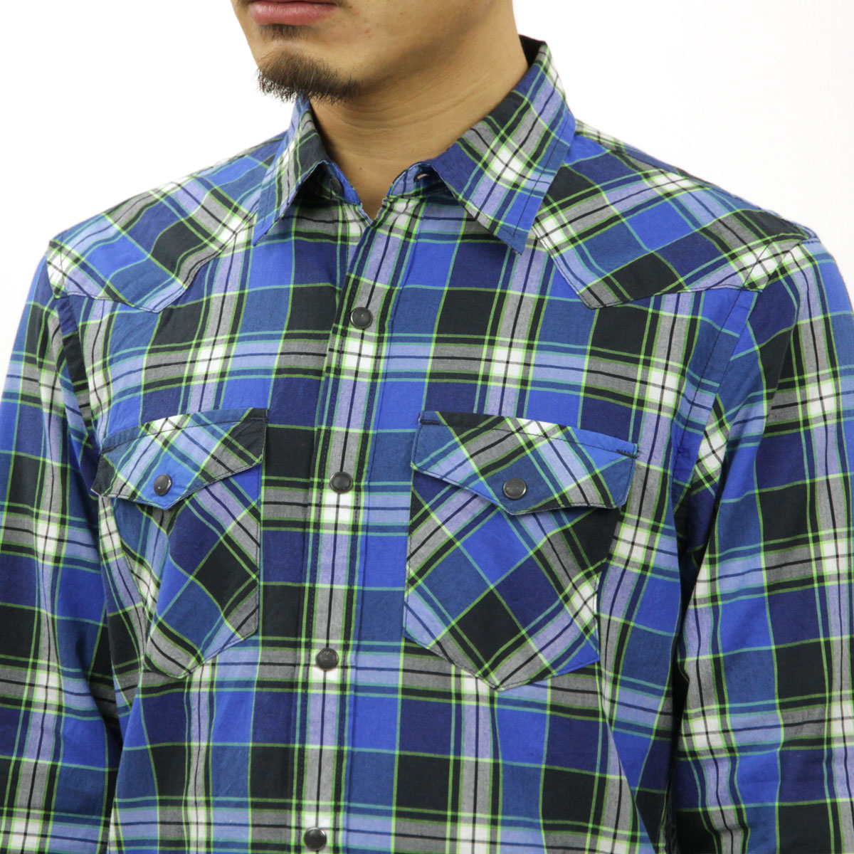 ����ꥫ�󥤡����� AMERICAN EAGLE ������ ��� ���������󥷥�� AE Plaid Western Shirt 8151-8547 BLUE A04B B1C C1D D6E E07F