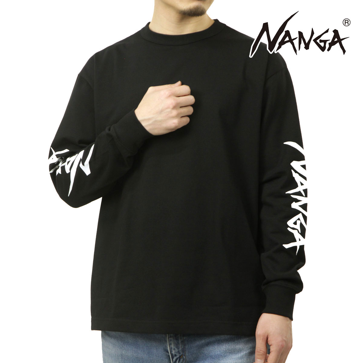 �ʥ� ��� ĹµT����� ��������Ź NANGA ���롼�ͥå� µ���� ����T ECOHYBRID SLV LOGO L/S TEE N2500-1L030A BLK BLACK