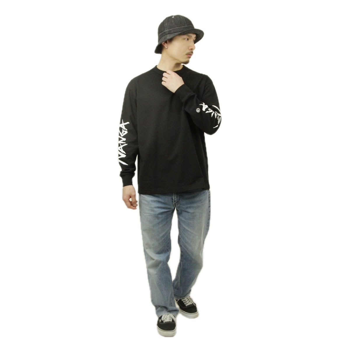 �ʥ� ��� ĹµT����� ��������Ź NANGA ���롼�ͥå� µ���� ����T ECOHYBRID SLV LOGO L/S TEE N2500-1L030A BLK BLACK