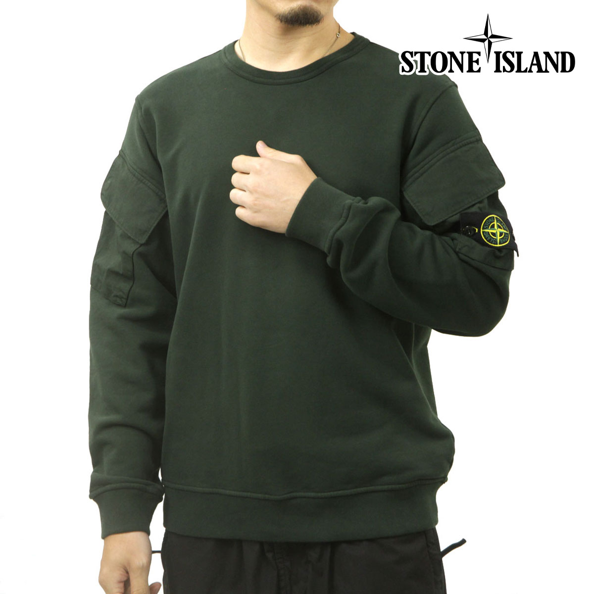 ���ȡ��󥢥����� ��� �������å� ������ STONE ISLAND ���롼�ͥå� ���åȥ� �ȥ졼�ʡ� STONE ISLAND BRUSHED ORGANIC COTTON FLEECE SWEATSHIRT S0A20 6100008 V005E OLIVE