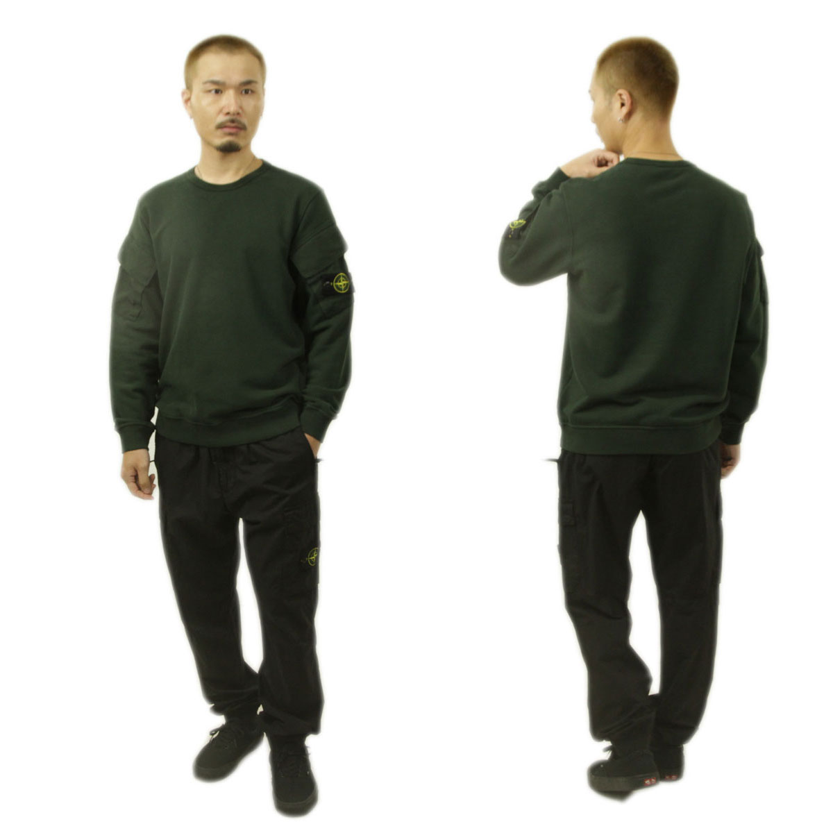 ���ȡ��󥢥����� ��� �������å� ������ STONE ISLAND ���롼�ͥå� ���åȥ� �ȥ졼�ʡ� STONE ISLAND BRUSHED ORGANIC COTTON FLEECE SWEATSHIRT S0A20 6100008 V005E OLIVE