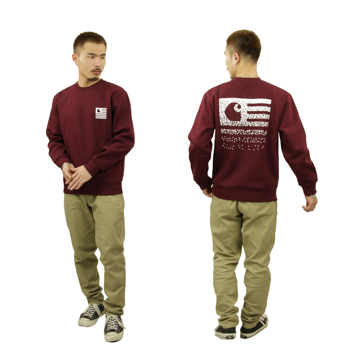 ϡ å   CARHARTT WIP ȥ졼ʡ Хåץ FADE STATE SWEATSHIRT WINE / WHITE I029528 0IU AB0B B1C C1D D5E E11F