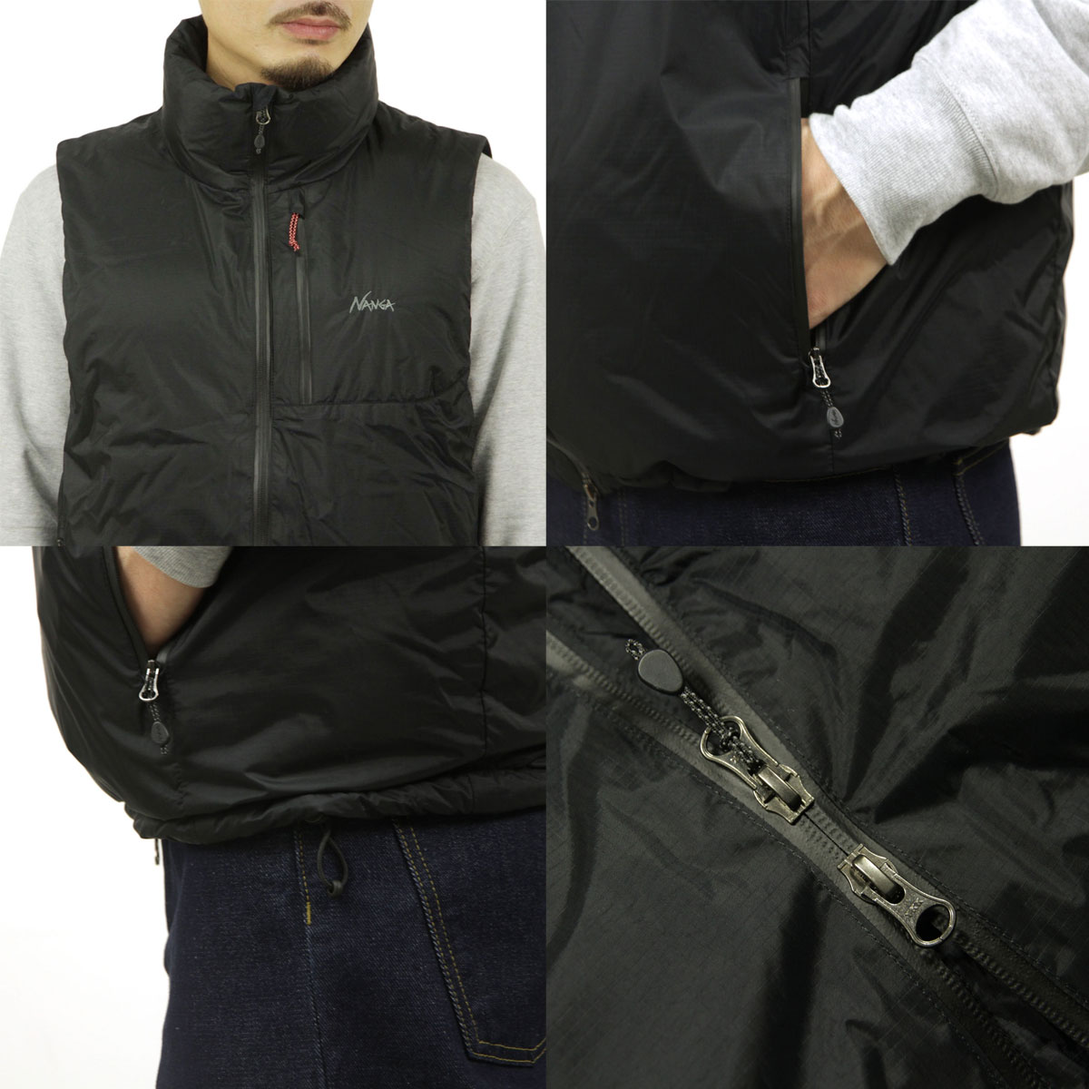 ʥ  ٥ Ź NANGA  ɥ顼  AURORA TEX STAND COLLAR DOWN VEST ND2441-1N010-A BLK BLACK A16B B1C C1D D4E E13F