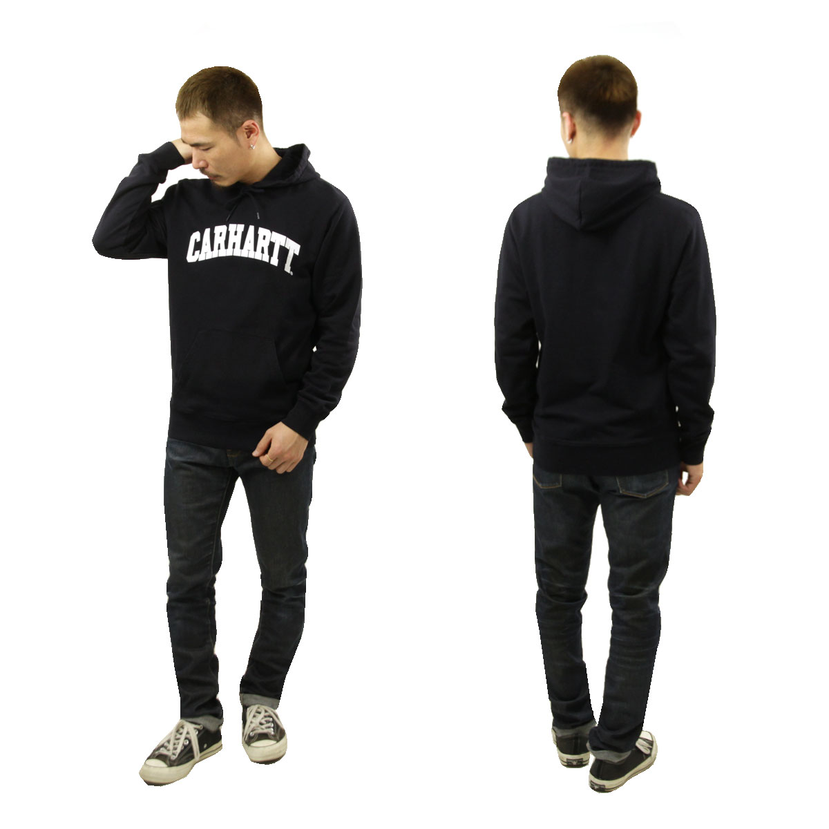 �����ϡ��� �ѡ����� ��� ������ CARHARTT WIP �ץ륪���С��ѡ����� HOODED UNIVERSITY SWEATSHIRT DARK NAVY / WHITE I028958 00B AB0B B1C C1D D5E E06F