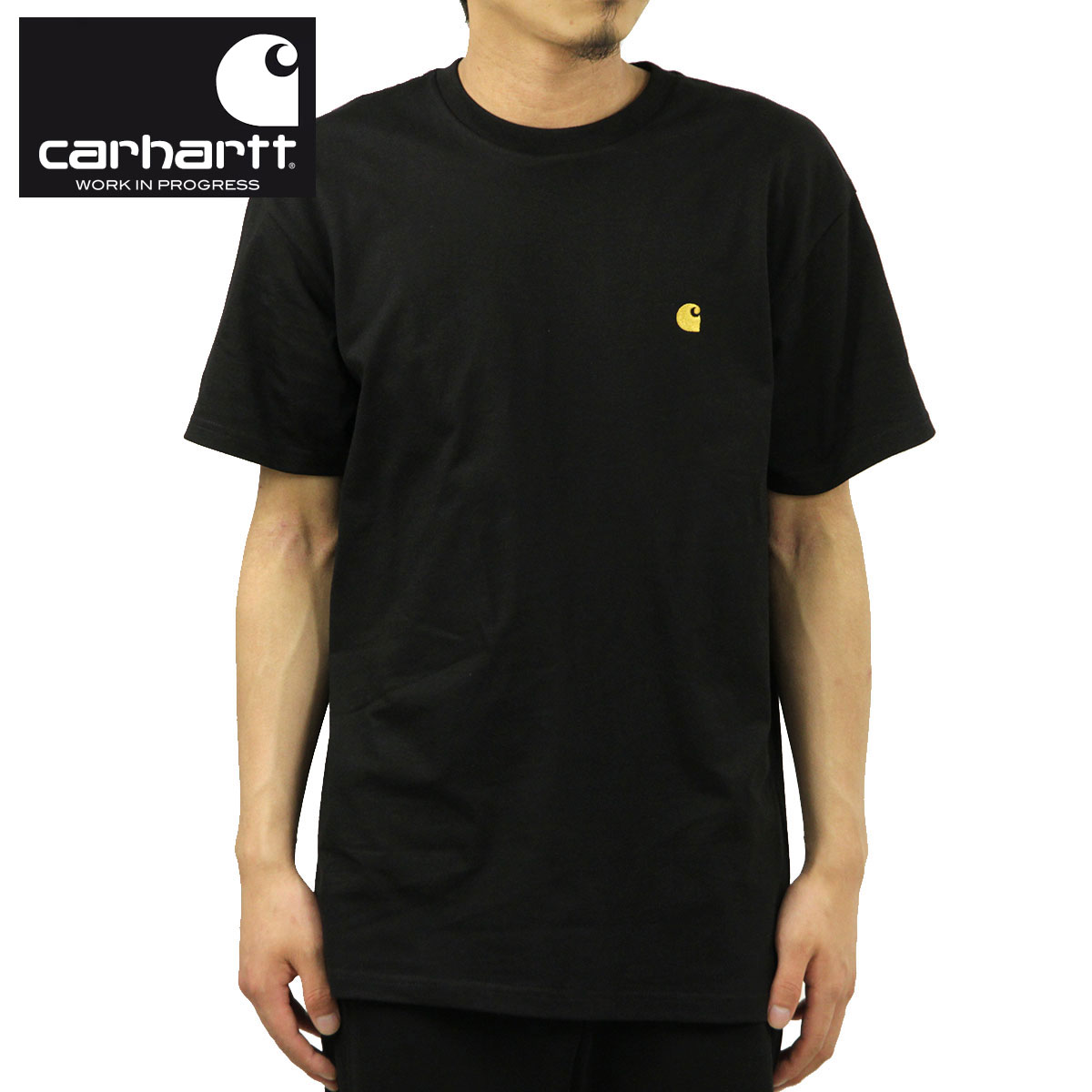 �����ϡ��� T����� ��� ��������Ź CARHARTT WIP ȾµT����� ����T����� SHORT SLEEVE CHASE T-SHIRT BLACK/GOLD I026391 00FXX AB0B B1C C1D D1E E13F
