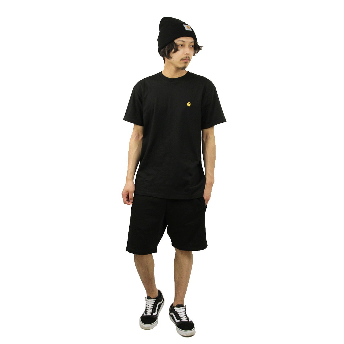 �����ϡ��� T����� ��� ��������Ź CARHARTT WIP ȾµT����� ����T����� SHORT SLEEVE CHASE T-SHIRT BLACK/GOLD I026391 00FXX AB0B B1C C1D D1E E13F