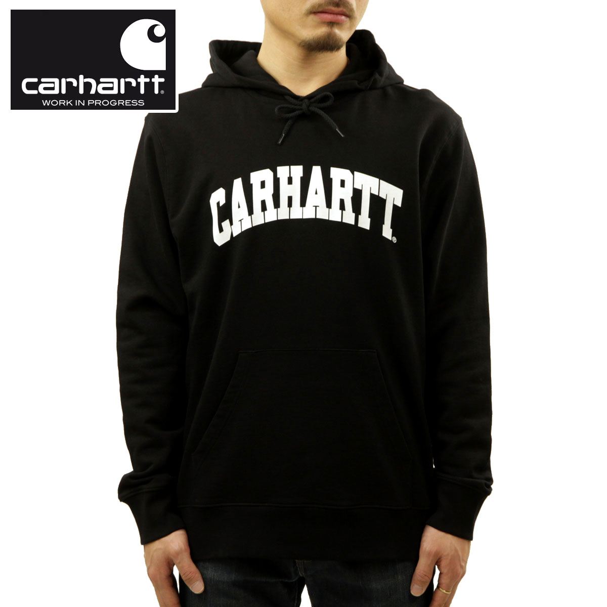 �����ϡ��� �ѡ����� ��� ������ CARHARTT WIP �ץ륪���С��ѡ����� HOODED UNIVERSITY SWEATSHIRT BLACK / WHITE I028958 0D2 AB0B B1C C1D D5E E13F