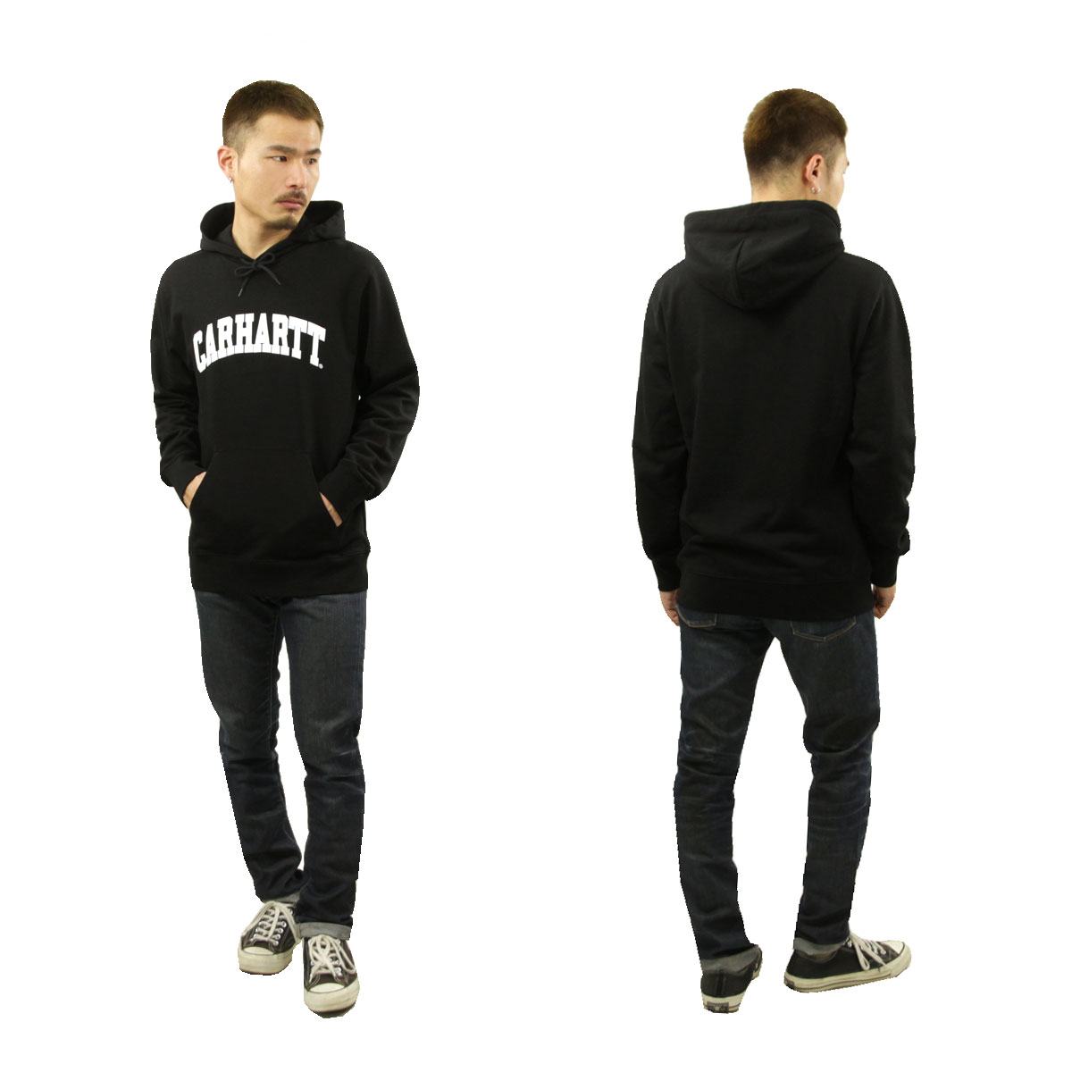 �����ϡ��� �ѡ����� ��� ������ CARHARTT WIP �ץ륪���С��ѡ����� HOODED UNIVERSITY SWEATSHIRT BLACK / WHITE I028958 0D2 AB0B B1C C1D D5E E13F