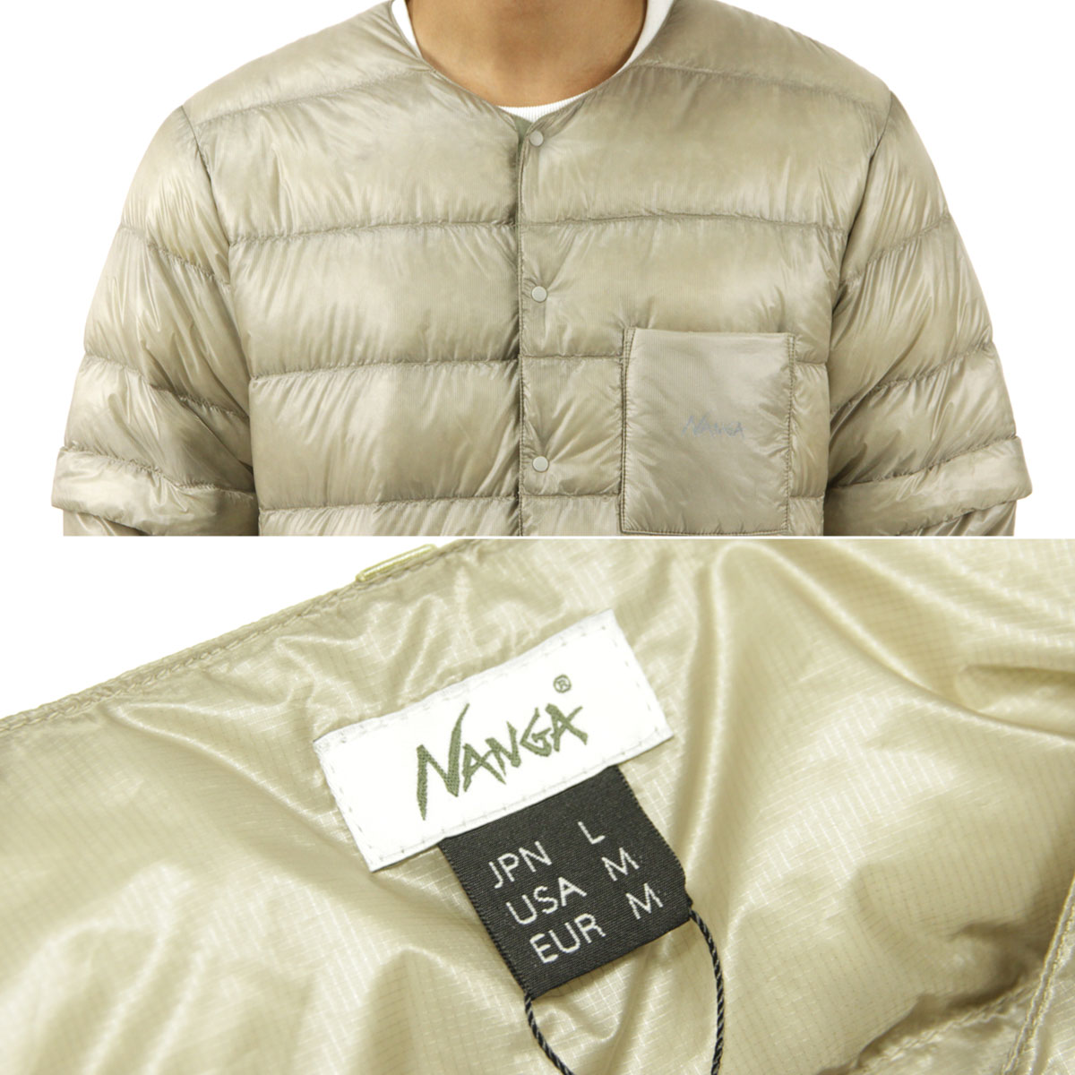 ʥ  󥫡ǥ Ź NANGA ʡ T INNER DOWN DETACHABLE SLEEVE CARDIGAN DS ND2441-1A901 BEG BEIGE