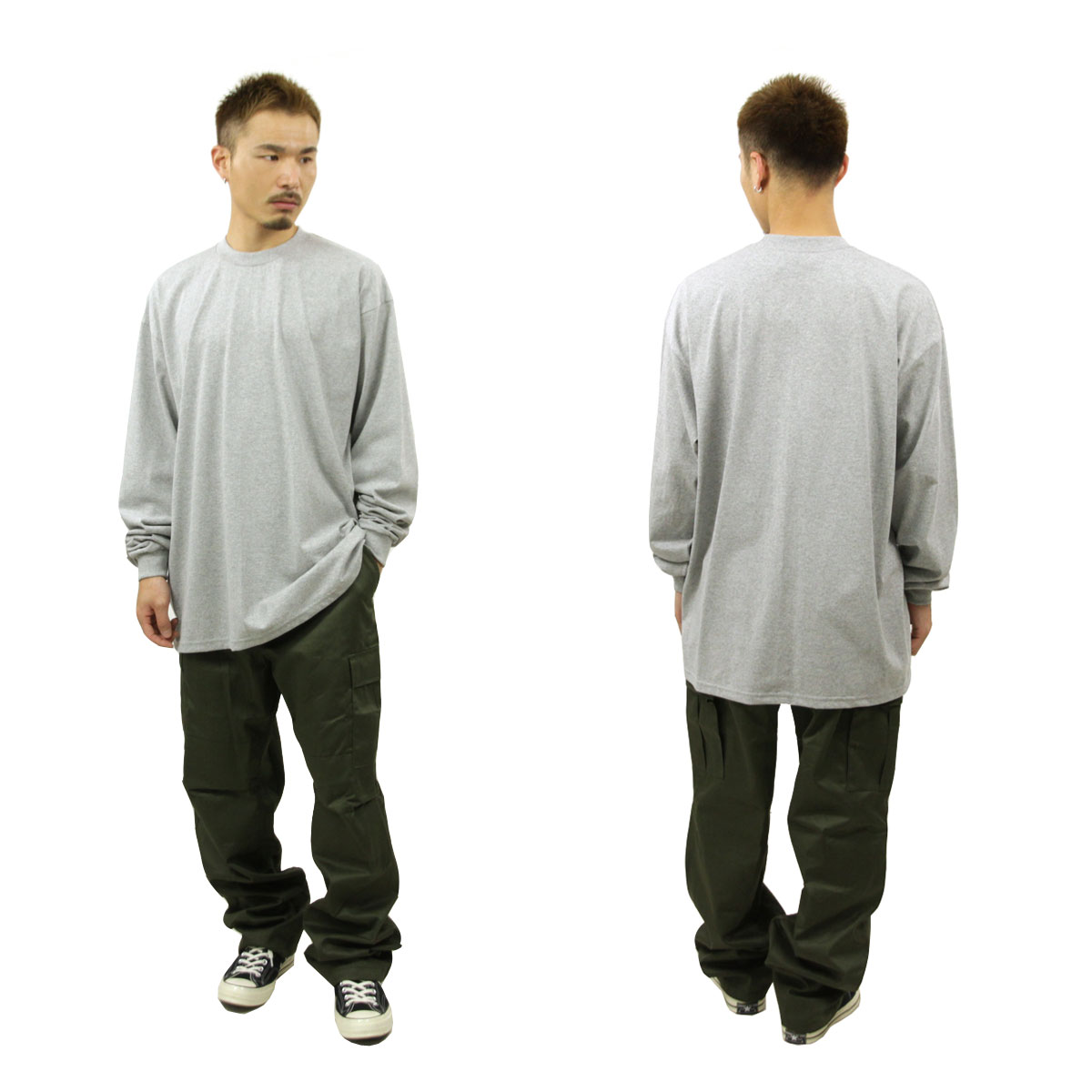 �ץ������ ����T ��� ��������Ź PROCLUB ĹµT����� ���롼�ͥå�T����� �إӡ��������� �礭�������� HEAVY WEIGHT COTTON LONG SLEEVE CREW NECK T-SHIRT HEATHER GREY #114 AB6B B1C C1D D2E E02F