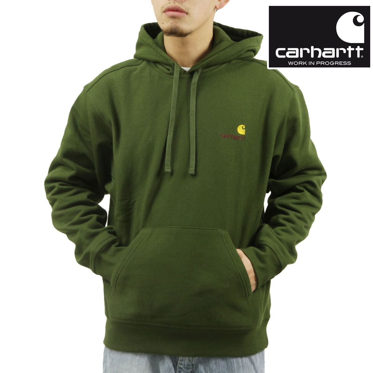 �����ϡ��� ��� �ץ륪���С��ѡ����� ������ CARHARTT WIP �ա��ǥ��� �������å� ���� HOODED AMERICAN SCRIPT SWEATSHIRT TARRAGON I028279 2BRXX AB0B B1C C1D D5E E08F