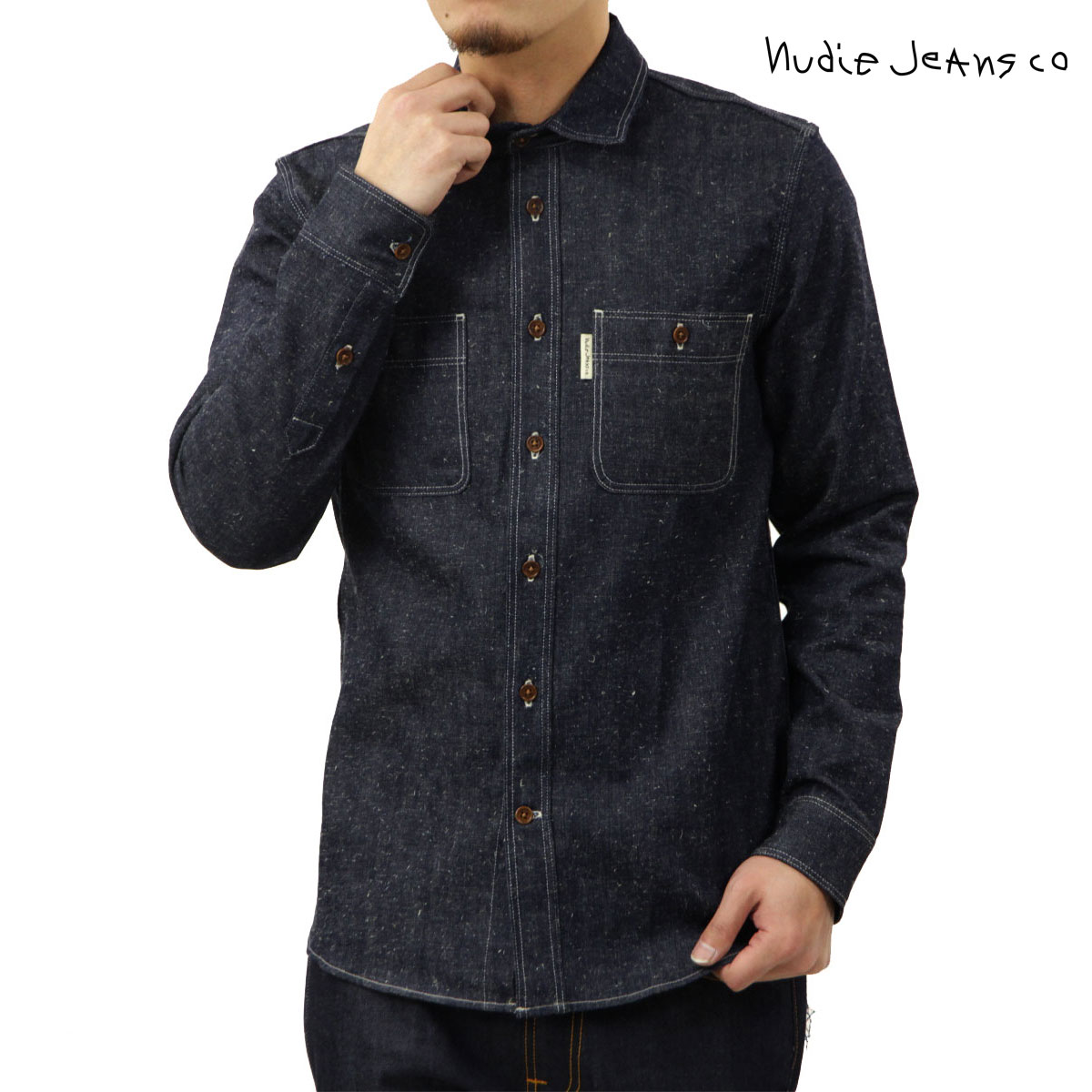 �̡��ǥ��������� ��� �ǥ˥ॷ��� ��������Ź Nudie Jeans Ĺµ �ܥ�������� �����奢�륷��� SVEN DRY DENIM SHIRT 140719 B26 DENIM