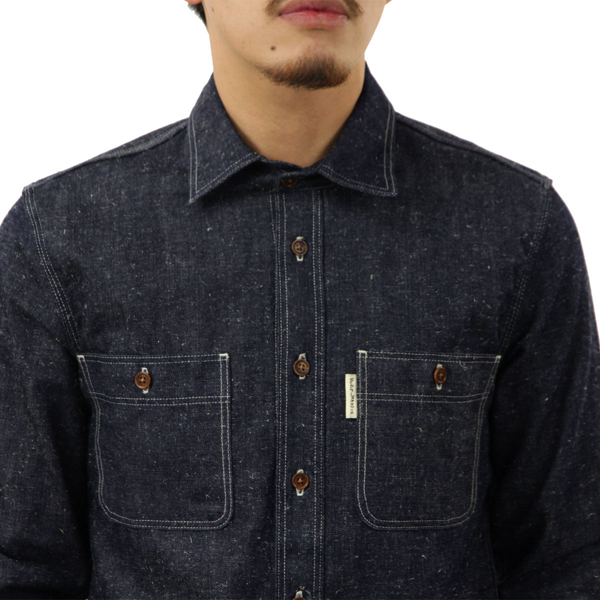 �̡��ǥ��������� ��� �ǥ˥ॷ��� ��������Ź Nudie Jeans Ĺµ �ܥ�������� �����奢�륷��� SVEN DRY DENIM SHIRT 140719 B26 DENIM